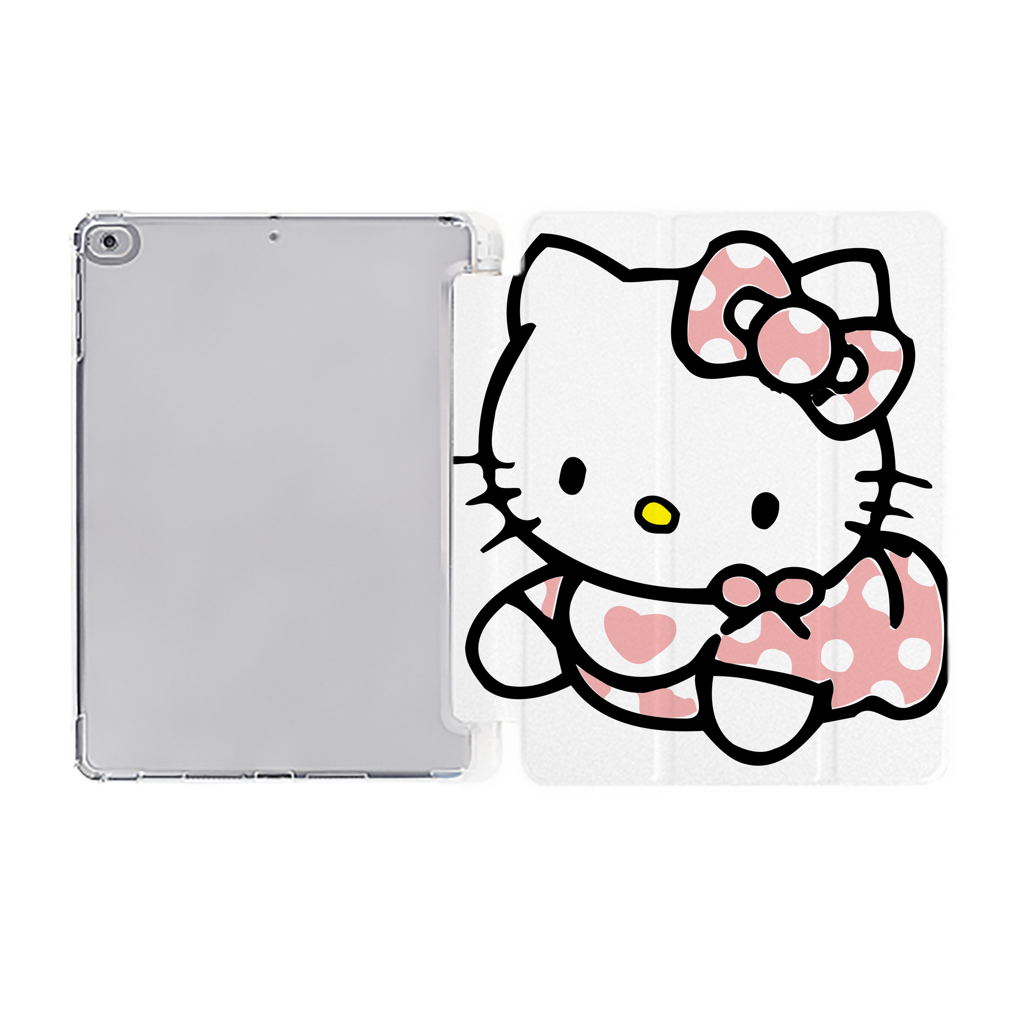 （画像用） Hello Kitty ハローキティ IPad ケース ペン収納付き 三つ折りスタンド PUレザー×シリコン 対応機種9.5/10.5/10.9インチ